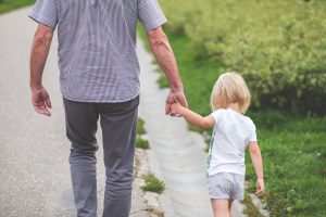 Child walking with her Father