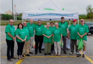 Volunteers at the Orillia Electric Vehicle Weekend event