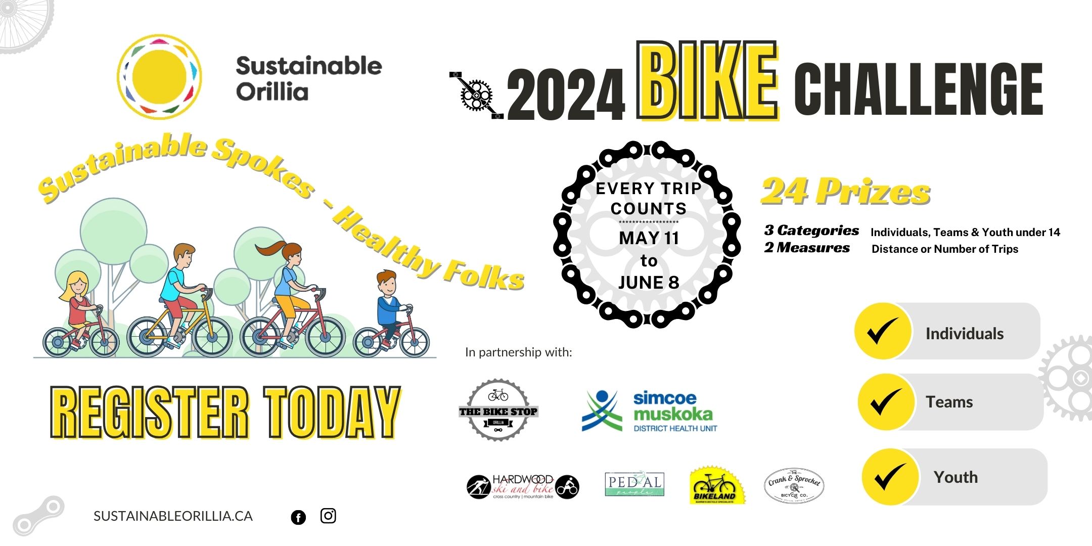Sustainable Orillia 2024 Bike Challenge poster